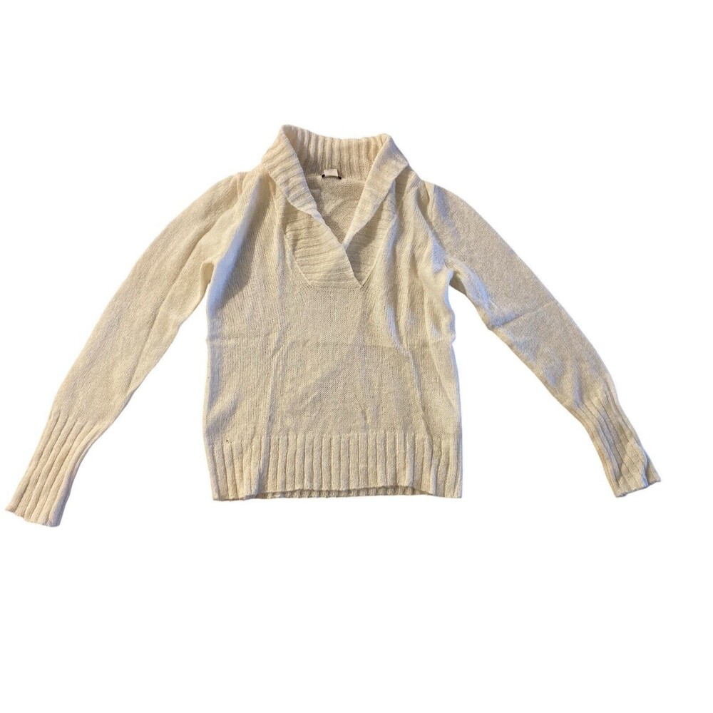J. Crew Sweater Woman Size M Ivory‎ Long Sleeve Acrylic/Nylon/Wool/Mohair